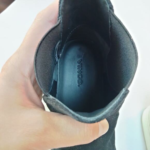 Vince Sz 7 Newlyn Black Suede Hidden Wedge Platform High Top Sneaker Bootie - Picture 10 of 10